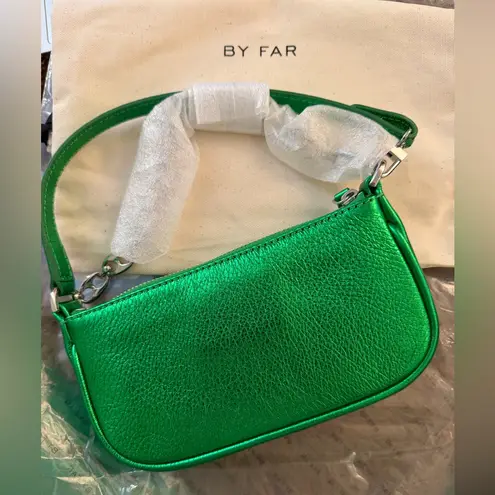 BY FAR Mini Rachel Bag – Metallic Green Leather w/ Silver Chain – NWT w/ Dustbag
