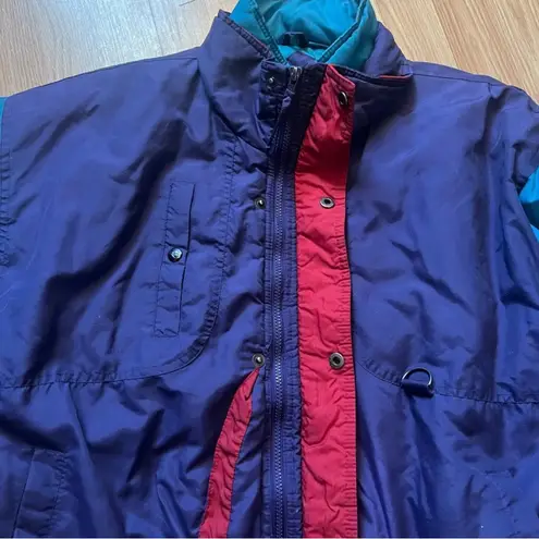 VTG 80s Sasson Retro Ski Snow Boarding Puffer Jacket Colorblock Women's Size XL Blue