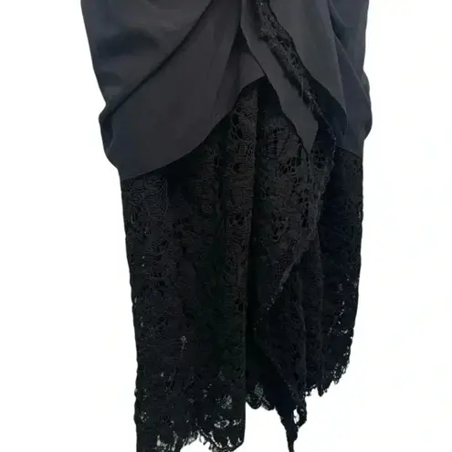Proenza Schouler Black Sleeveless Ruched Georgette Lace Dress Size 4
