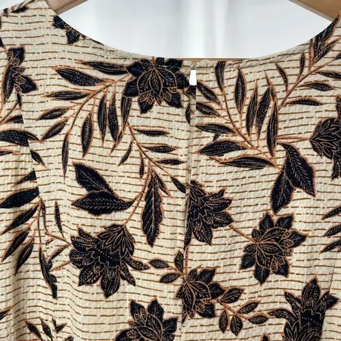 Eloquii Floral Puff Sleeve Midi Dress in Cream Size 16