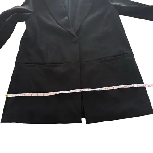 Camila Coelho Brenna Blazer Black Long Line Single Button Satin Oversized Small