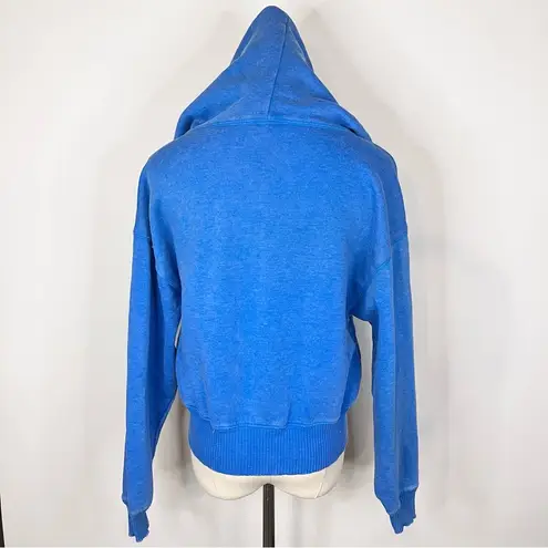Zenana Outfitters Bright Blue Washed Fleece Full Zip Hoodie Jacket Small NWOT