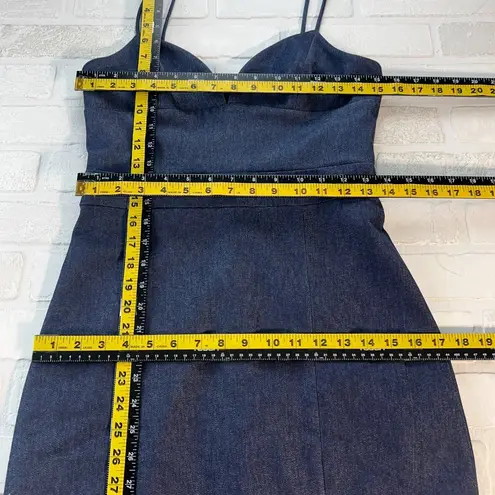 Cushnie et Ochs Midi Dress Womens 6 Blue Denim Sheath Slit Sleeveless Designer