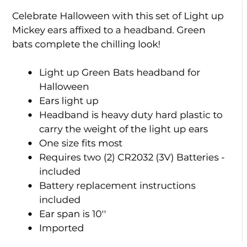 Disney  Parks Mickey Ears Halloween Orange Animated Light Up Bats Headband Rare