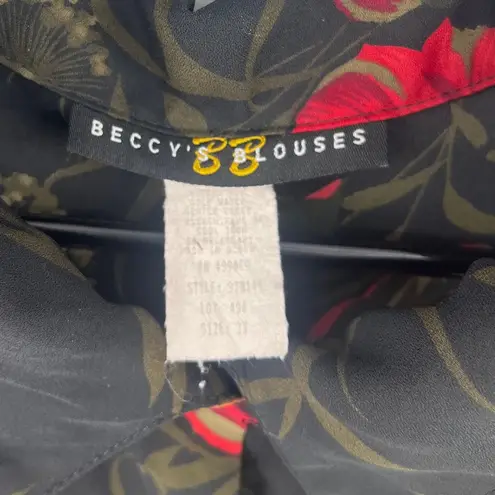 Vtg 90s Beccy's Blouses Button Sheer Top Sz 2X Whimsigoth Vampy Romantic Chiffon Black