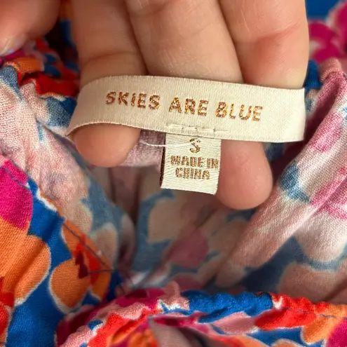 Skies Are Blue Floral Print Crossed Neck Full Length Long maxi Dress Size Small