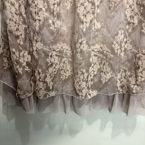 Cal Style Sleeveless Top Blouse Tunic Beige Tan Burnout Velvet Romantic Fairy Size 2X