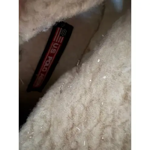 US Polo Assn Womens Boots 10 Brown Faux Suede Fur Trim PomPom Accents