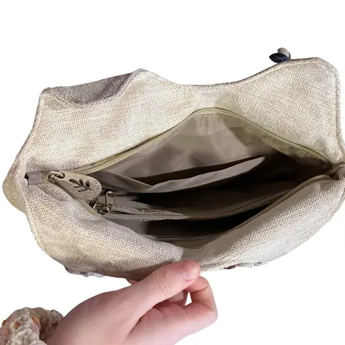 Cottagecore Embroidered Shoulder Bag Boho Whimsical Floral Tapestry Fairy Casual Green