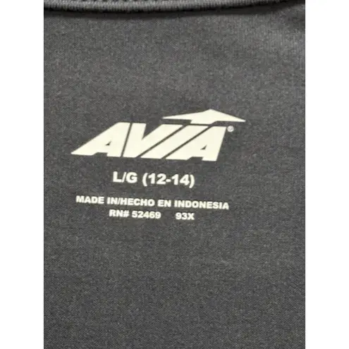 Avia Active Athletic Top Long Sleeve Logo Size L Round Neck Gray NWT Ruching
