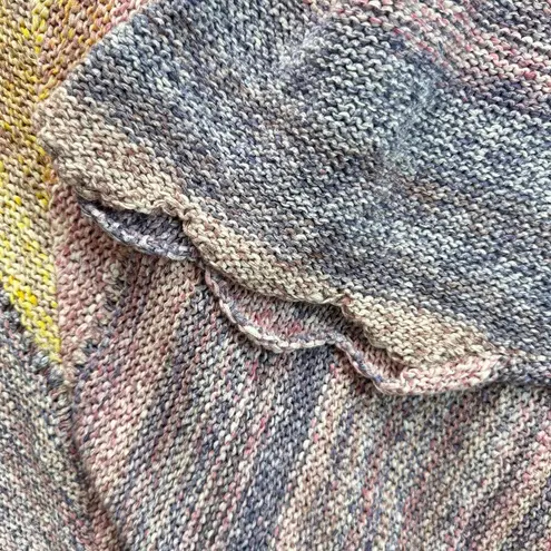 Coldwater Creek Pastel Knit Shawl Wrap Poncho SweaterTassels Asymmetric Boho