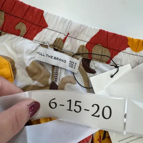 Faithfull the Brand Pants Womens Small Orange Celvia Ulani Floral Wide Leg