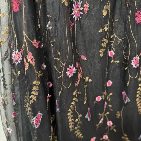 Lulus Lulu’s For the Frill of It Black Embroidered Strapless Midi Dress Medium