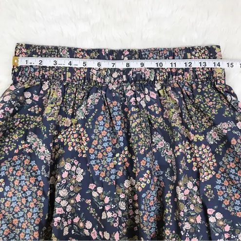 H&M  Blue Paisley Print Fit & Flare‎ Mini Skirt Elastic Waist Cotton Size Small