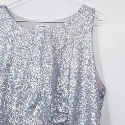 Calvin Klein  Silver Sparkle Shimmer Sequins Party Dress