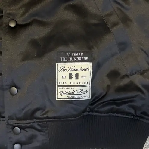 Mitchell & Ness Men's x The Hundreds Black Satin Full-Snap Jacket Medium