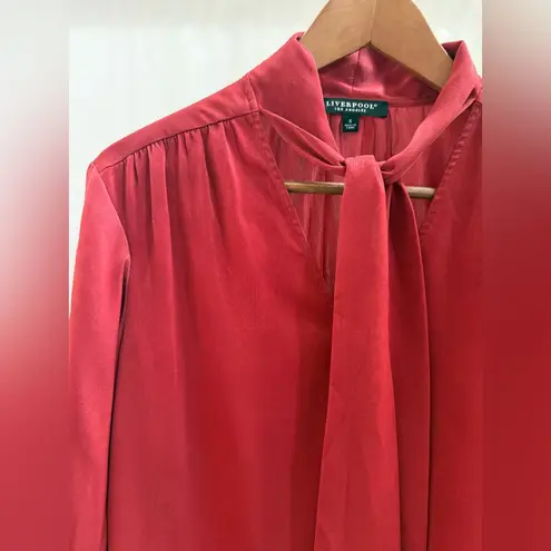 Liverpool Tie Neck Blouse Autumn Red Size Small