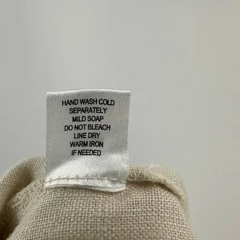 For Cynthia Cream Elastic Waistband Frayed Hem A-Line Linen Skirt Size Large