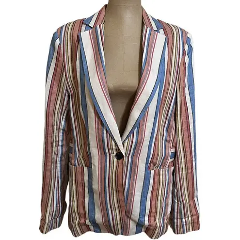 Frame  Revolve Multicolor Linen Striped Lightweight Blazer size 6