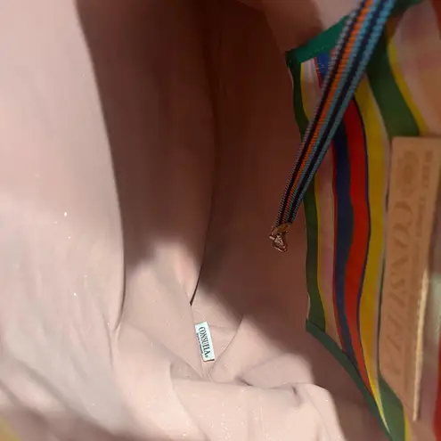 Consuela Greer Shopper Tote Pink Blue Metallic Logo Zippered Discontinued