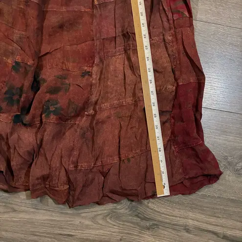 Vintage Creative Clothing Maroon Dark Red Patchwork Skirt Size Medium