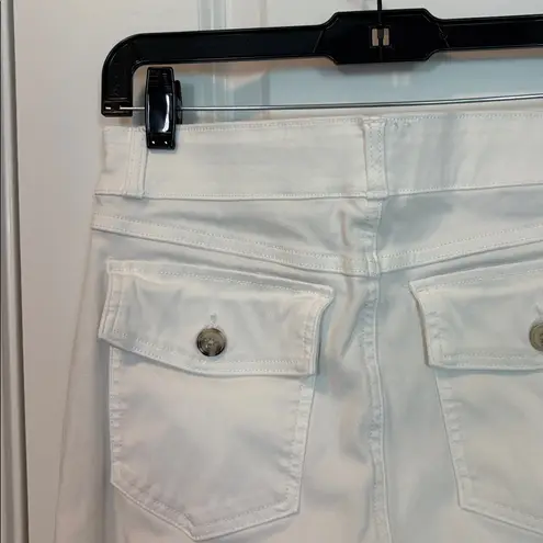 Spanx  White Stretch Twill Cropped Wide Leg Pant Large