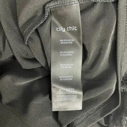 City Chic Dreamy Lace Frilled Top Black