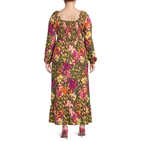 Terra & Sky NWT Sweetheart Neck Raglan Maxi Dress 4X Multi Floral Long Sleeve