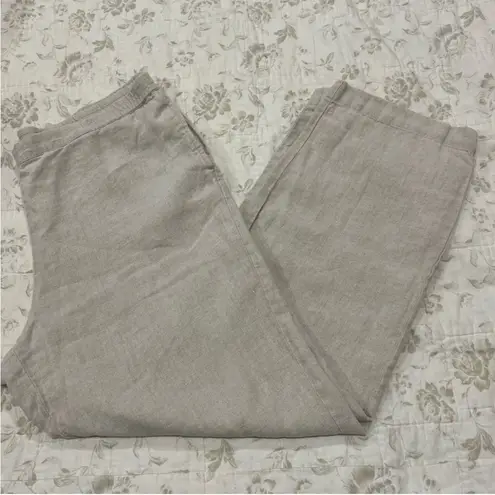 J.Jill 100% Linen Women’s Light Khaki Pants M T Tall Tan Size M