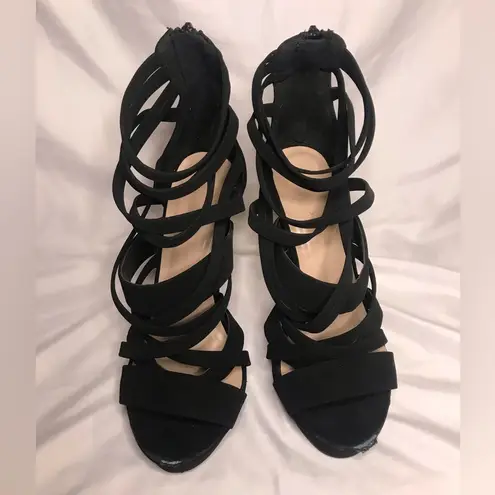 Charlotte Russe  Vintage Classic Y2K Black Strappy Heels Size 8