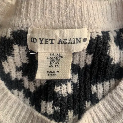 Yet Again Cream Leopard Animal Print Pullover Knit Crew Neck Sweatshirt