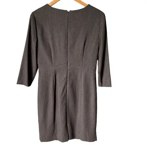 Heron Preston Preston And York Dress Womens Size 8 Gray Sheath 34 Sleeve VNeck career Office