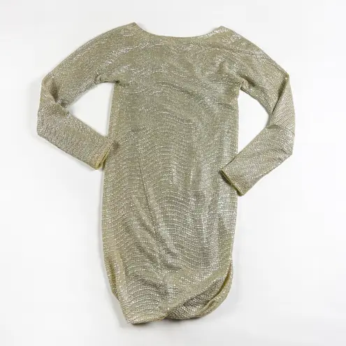 Samoe Samsoe & Samsoe Stefani Silver Gold Shimmer Crepe Bodycon Mini Dress Small