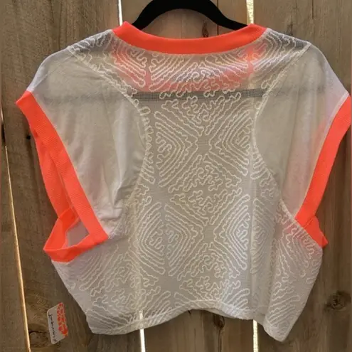 Free People Movement NWT Good Sport Tee White with Neon trim MSRP $68