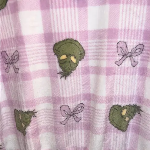 The Grinch Pink Plaid Fleece Sweatshirt • Size Medium • Holiday Cozy Top NWT