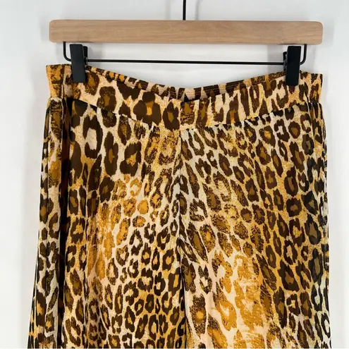 Antthony Original Petite Leopard Print Lightweight Mesh Wide Leg Pull On Pant Orange Size undefined