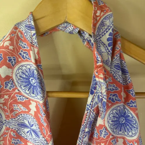 Maeve Anthropologie Halter Top Dress Coral Blue Floral Size Large