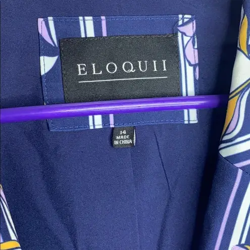 Eloquii Purple Floral Striped stretchy belted blazer Jacket