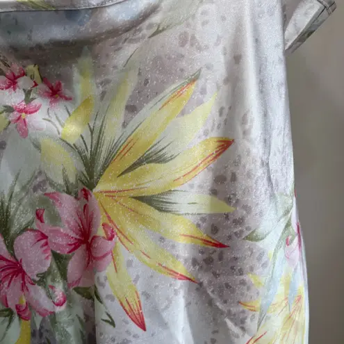 Vintage Delta Burke Floral Slip Nightgown Lace Trim Lingerie Dress Sz 1X Yellow