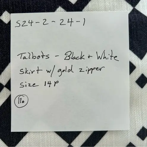 Talbots  | Black & White Geometric Short Pencil Skirt Gold Zipper | Size 14P