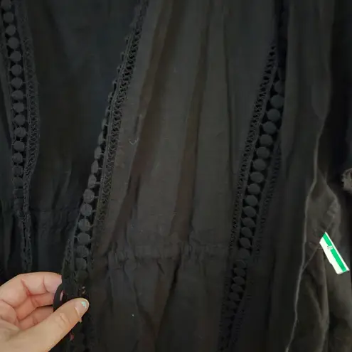 Bleu Rod Beattie Swim Coverup Black Short Sleeve Neutral Casual Vacation Beach