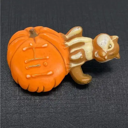 Vintage American Greeting Cards Fall Pumpkin Thanksgiving Brooch Pins