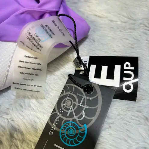 Lavender Deep V Halter Bikini Top padded lined cup, Size E Cup Purple