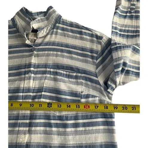 A New Day  Women Size Medium Button Down Shirt Striped Cotton 6-389