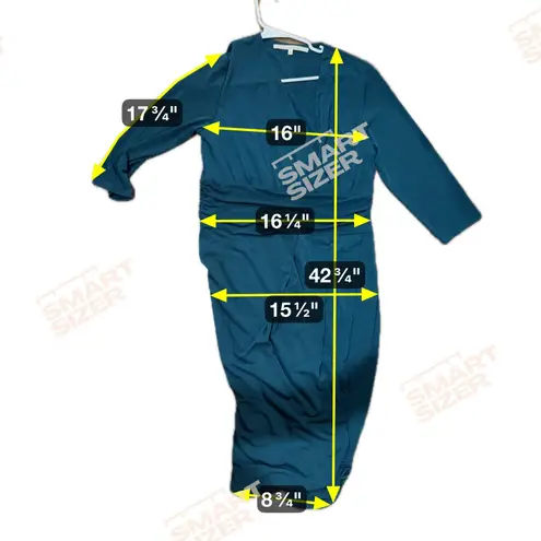 Rachel Rachel Roy XL Teal Blue Long‎ Sleeve Faux Wrap Midi Dress