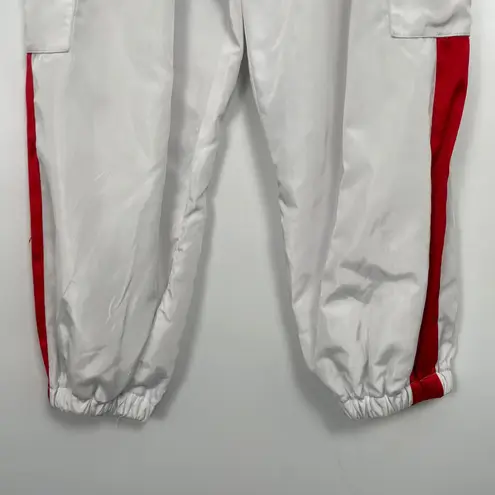 Poster Grl Women's White Red Stripe Drawstring Track Cargo Pants Size Medium