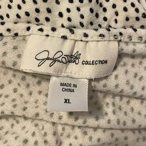 Jaclyn Smith Short Sleeve Spotted Blouse Black and White Size XL