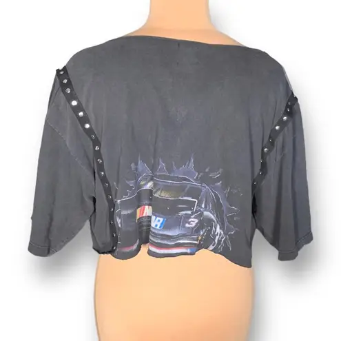 OOAK Furst Of A Kind Dale Earnhardt Shirt Snap Detail Cropped NASCAR Graphic Tee Black Size L
