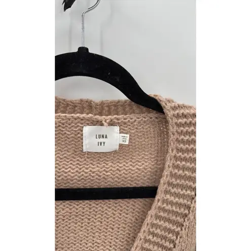 Luna Ivy mauve3D Flower Cardigan Sweater Chunky size XS cottagecore coquette