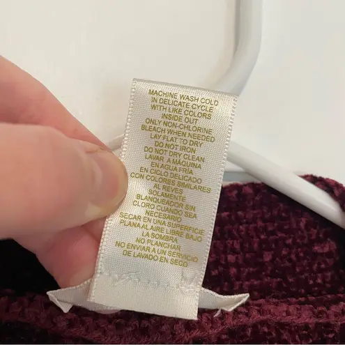 MATTY M Chenille Cardigan Burgundy Maroon Red Ribbed Chunky Knit Long Sweater S